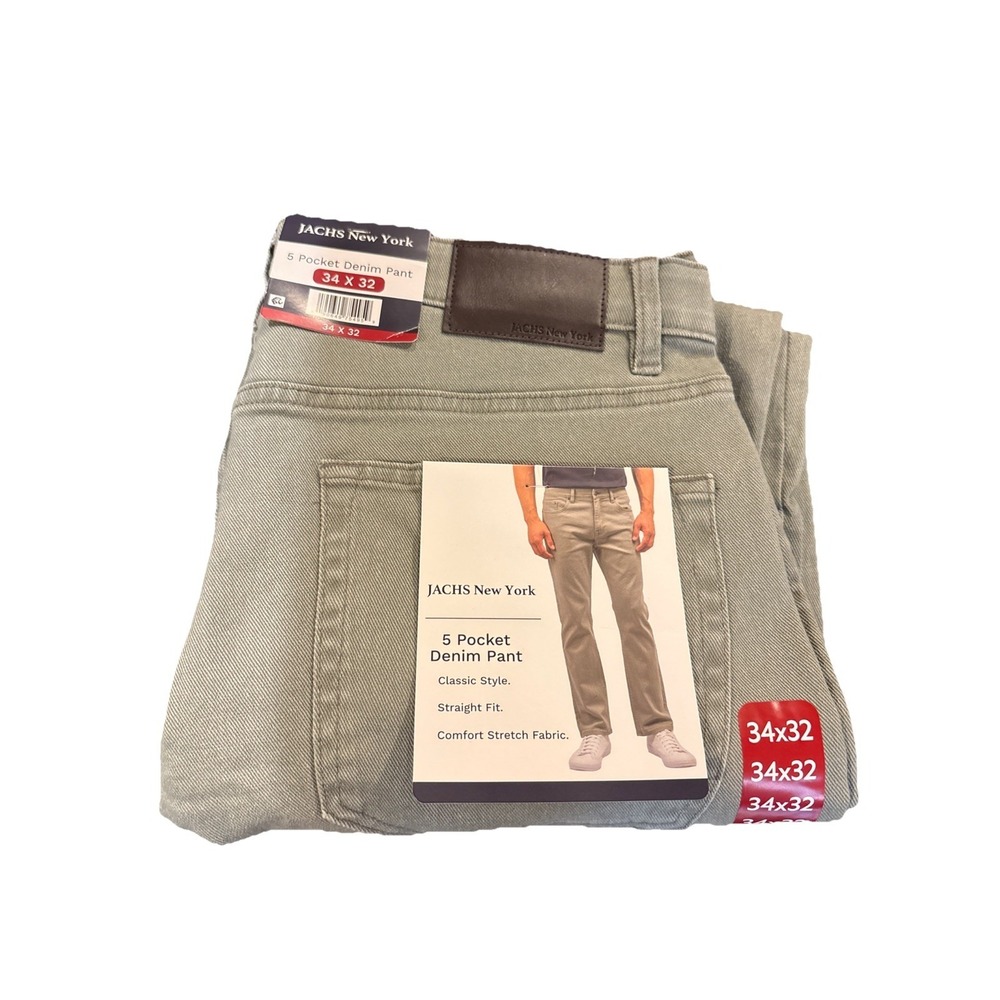 NWT‎ Men's Olive JACHS NEW YORK 5 Pocket Denim Pant Size 34X32
